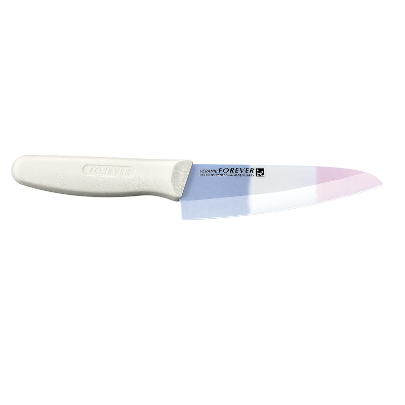 抗菌彩色陶瓷菜刀140mm 蓝色、白色、粉色间隔刀刃　白色把手