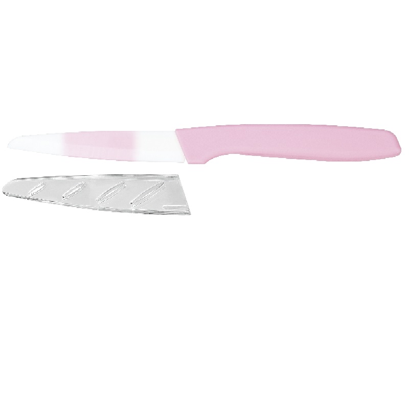 抗菌彩色陶瓷水果刀90mm  粉色 带护套 